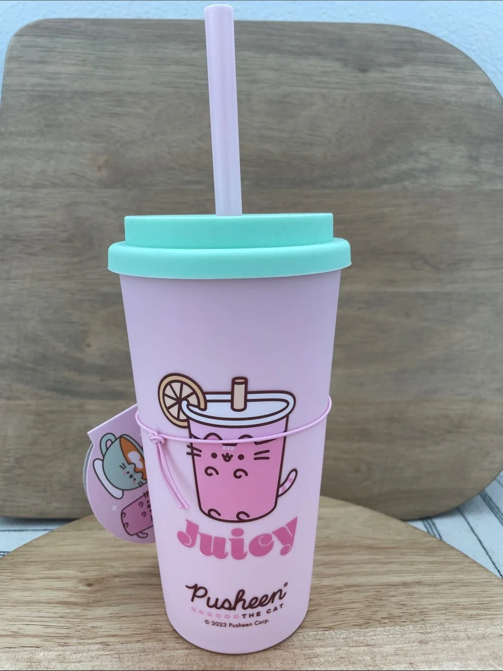 SALE! NWT Kids Pink Travel Cup with Mint Lid - Breakfast Club Pusheen The Cat 7”